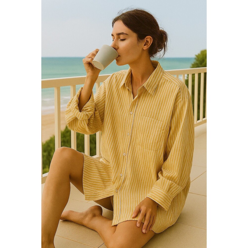 Unbranded Long Sleeve Striped Collar Button Up Shirt, Men's Size 2XL